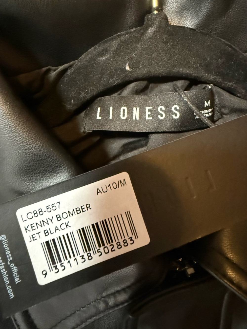 Lioness Kenny Bomber Jacket Black Faux Leather Oversized‎ Minimalist Chic M - Picture 6 of 6